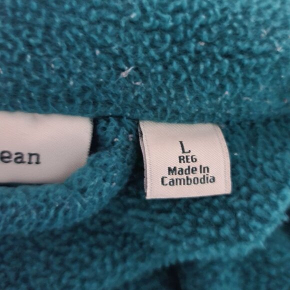 L.L. Bean Full Length Fleece Robe Green Large Belt Pockets Shawl Collar Winter - Picture 6 of 8